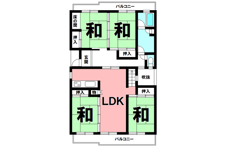 間取り 4LDK、2面バルコニー【専有面積87.66m2】リフォームのご相談も弊社までお気軽にどうぞ♪