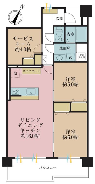 間取り ２ＳＬＤＫ、専有面積６７．３７平米、バルコニー面積１０．２５平米