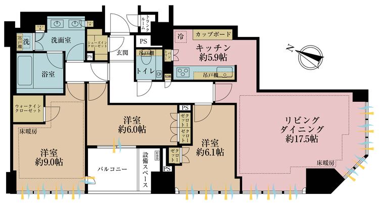 その他 3LDK、専有面積105.5m2、バルコニー面積4.54m2