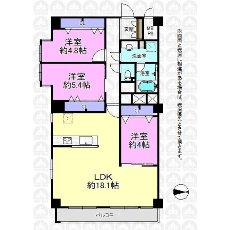 間取り 空室ですのでお気軽にご見学出来ます！