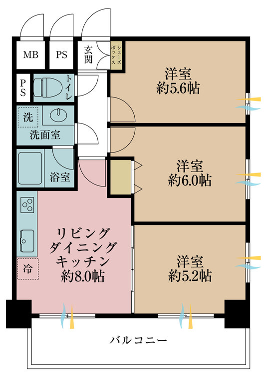 その他 3LDK、価格6980万円、専有面積56.47m2
