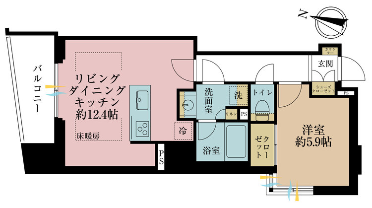 その他 1LDK、専有面積46.01m2、バルコニー面積6.46m2