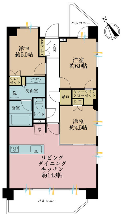 その他 3LDK、専有面積67.69m2、バルコニー面積12.88m2