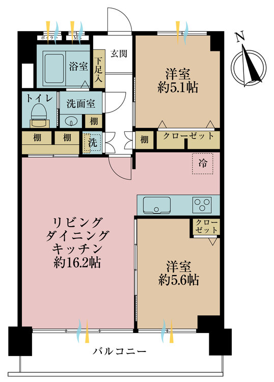 その他 2LDK、専有面積60.72m2、バルコニー面積9.67m2