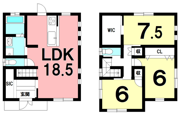 間取り 3LDK+WIC+SIC、オール電化【建物面積96.05m2(29.05坪)】