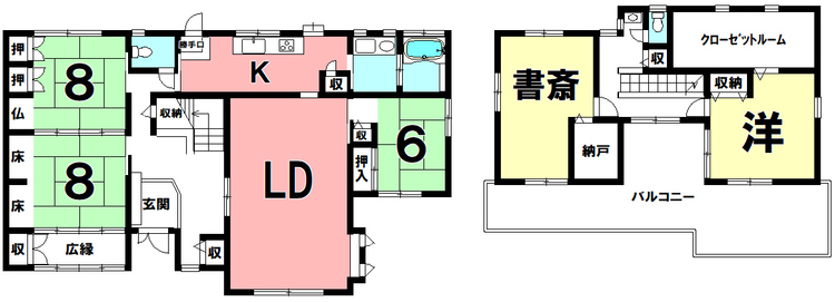 間取り 5LDK+クローゼットルーム、納戸、ルーフバルコニー【建物面積223.58m2(67.63坪)】