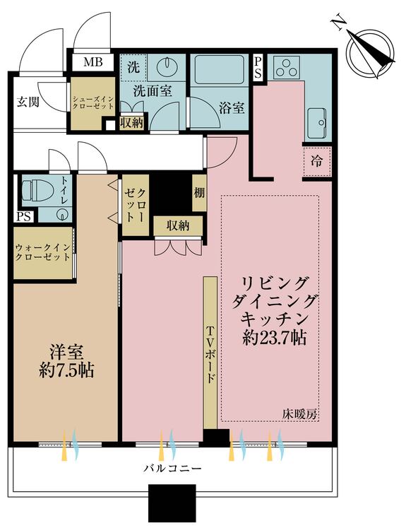 その他 1LDK、専有面積75.95m2、バルコニー面積13.52m2