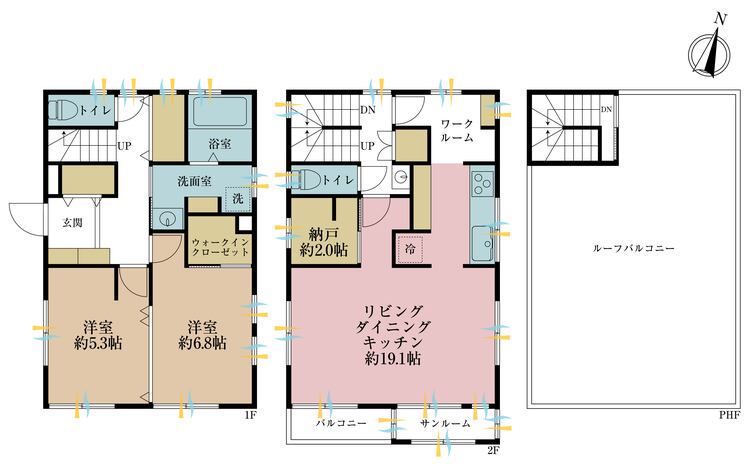 間取り ２ＳＬＤＫ、土地面積１０１．０６平米、建物面積９５．７５平米