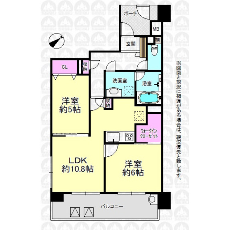 間取り 広々ウォークインクローゼットのある２LDK