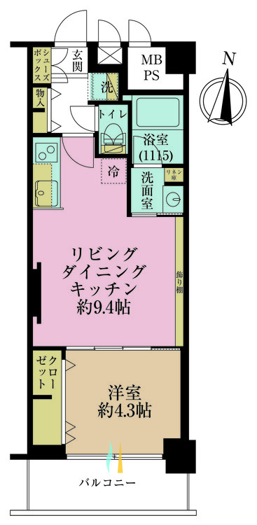 その他 1LDK、専有面積34.67m2、バルコニー面積4.74m2
