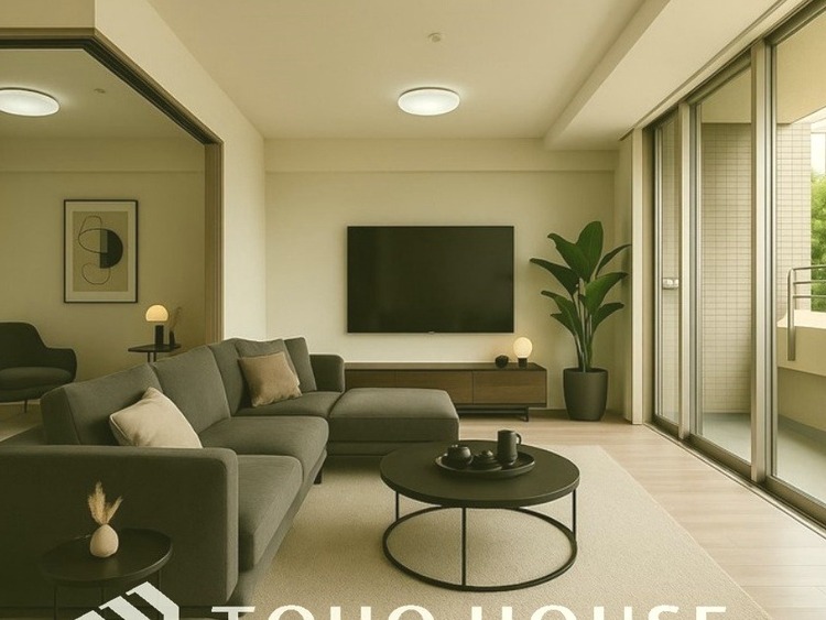 内装 ＊配置してある家具や小物はCGによるイメージ画像です。忙しい朝でも、しっかり家族が揃って食事をして頂けるゆとりある大きさのダイニングスペース。リビングと和室の続き間は急な来客時にも使い勝手が良いです。