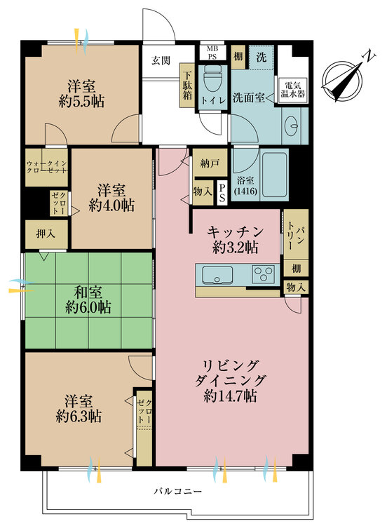 その他 4LDK、専有面積89.7m2、バルコニー面積8.58m2