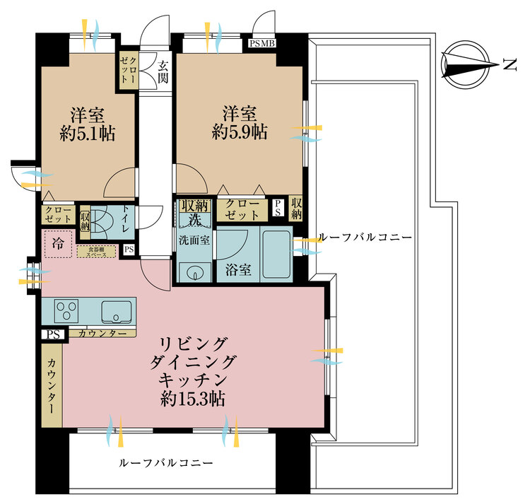 その他 2LDK、専有面積58.61m2