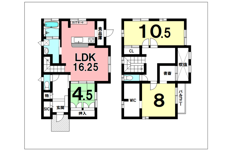 間取り 3LDK+書斎、ウォークインクローゼット【建物面積118.40m2(35.81坪)】