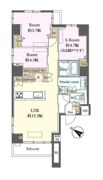その他 2LDK+S（納戸）、専有面積65.96m2、バルコニー面積4.32m2