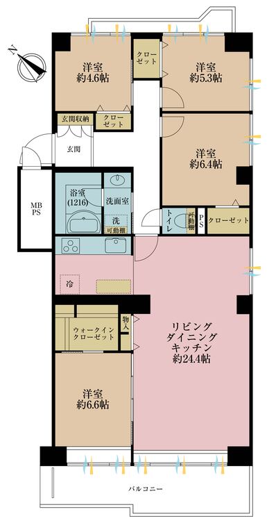 その他 4LDK、専有面積104.66m2、バルコニー面積11.76m2
