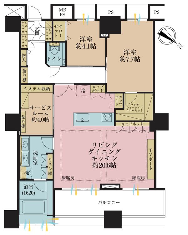 その他 2LDK+S（納戸）、専有面積89.14m2、バルコニー面積9.54m2
