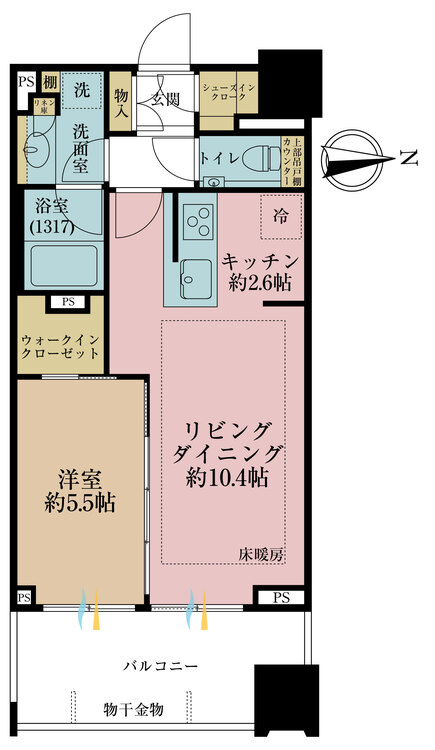その他 1LDK、専有面積45.75m2、バルコニー面積10m2