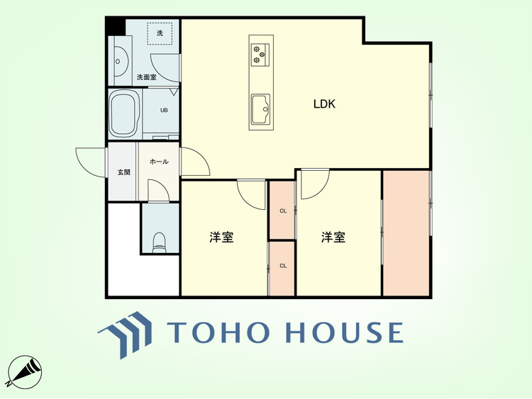 間取り 2LDK　専有面積58.39平米
