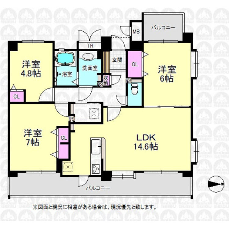 間取り 空室ですのでお気軽にご見学出来ます！