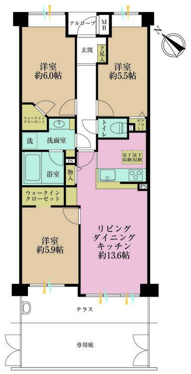 その他 3LDK、専有面積68.63m2