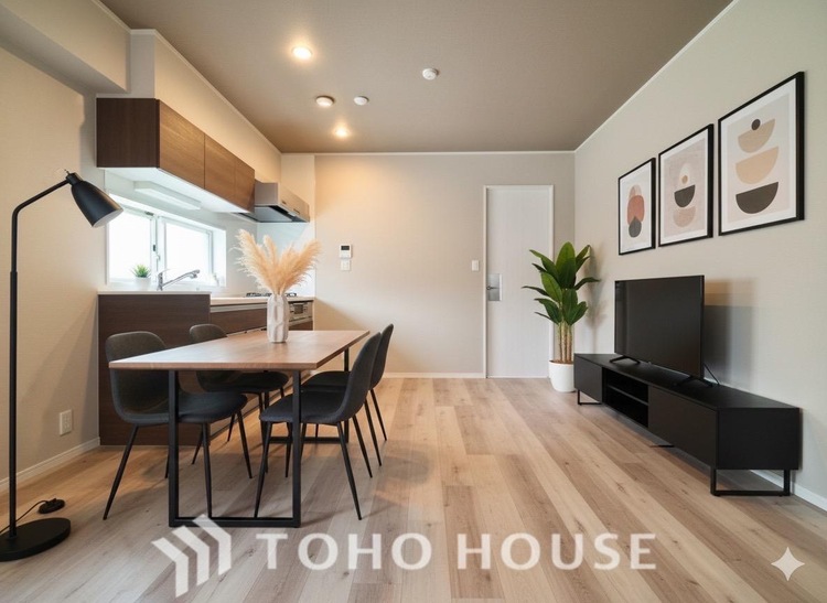 内装 ＊配置してある家具や小物はCGによるイメージ画像です。◆サンサンと◆差し込む太陽の光がこのリビングに笑いをもたらす。