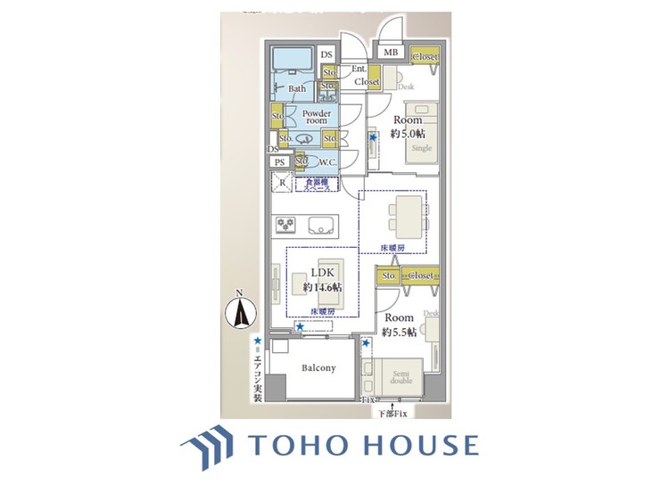 間取り 【house the light is illuminat】採光と風　家事導線も比較的良好で、風通しの良さで過ごしやすい麗(うら)らかな気分にさせてくれるリビング