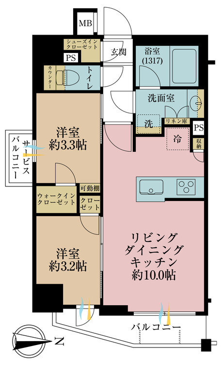 間取り 1LDK+S（納戸）、専有面積40.37?、バルコニー面積3.71?