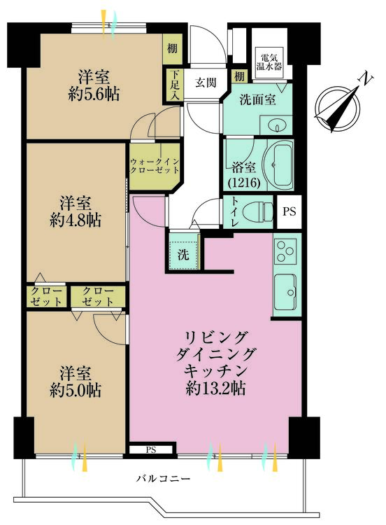その他 3LDK、専有面積65m2、バルコニー面積7.81m2