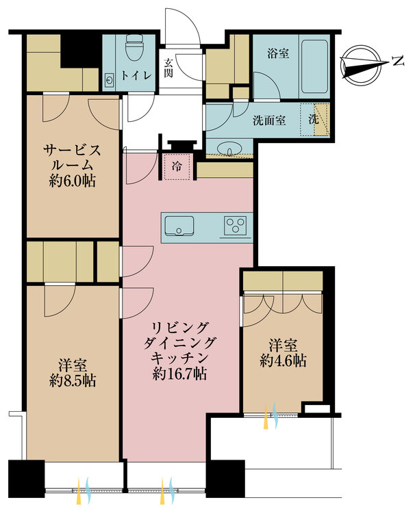 その他 2LDK+S（納戸）、専有面積85.08m2、バルコニー面積4.47m2
