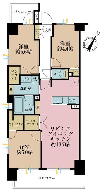 その他 3LDK、専有面積65.92m2、バルコニー面積10.8m2