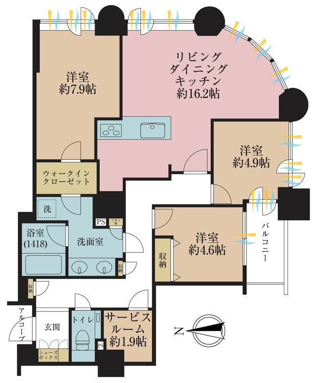 その他 3LDK+S（納戸）、専有面積90.15m2、バルコニー面積4.2m2