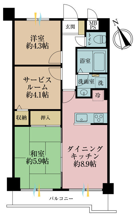 その他 2DK+S（納戸、専有面積52?、バルコニー面積5.33? 