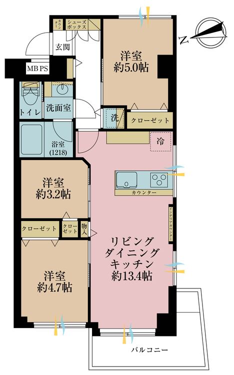 その他 3LDK、専有面積59.52?、バルコニー面積6.16? 