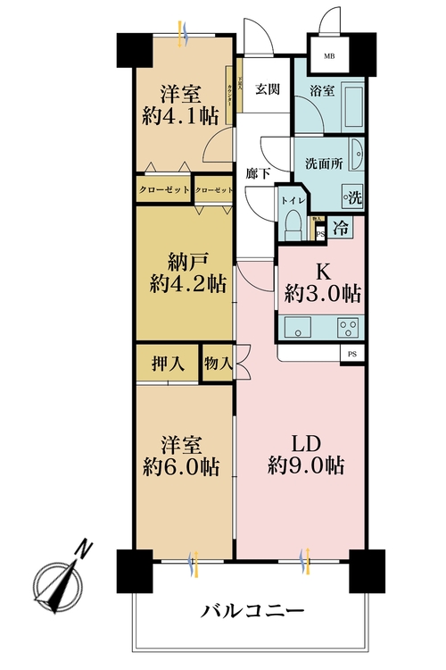 その他 2LDK+S（納戸）、専有面積57.9m2、バルコニー面積8.4m2