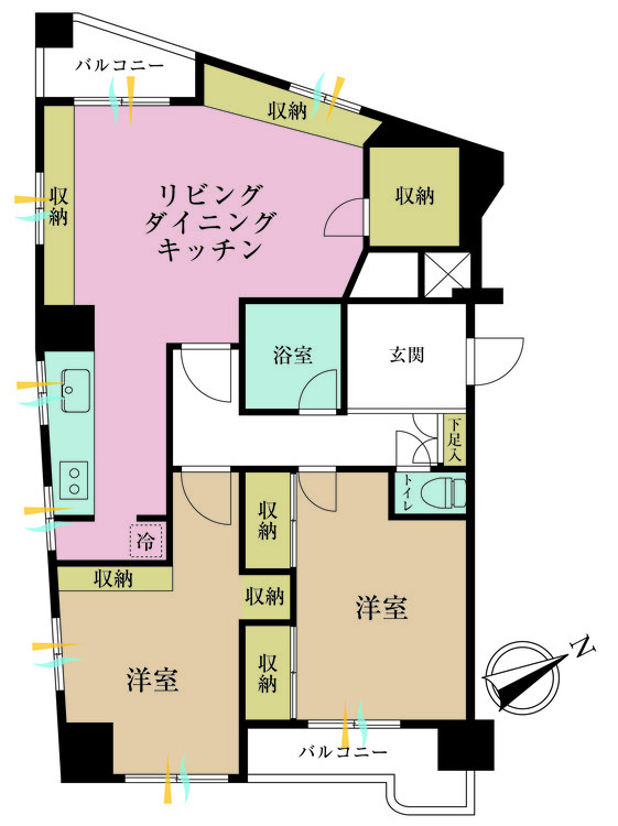 その他 2LDK、専有面積69.36m2、バルコニー面積6.69m2