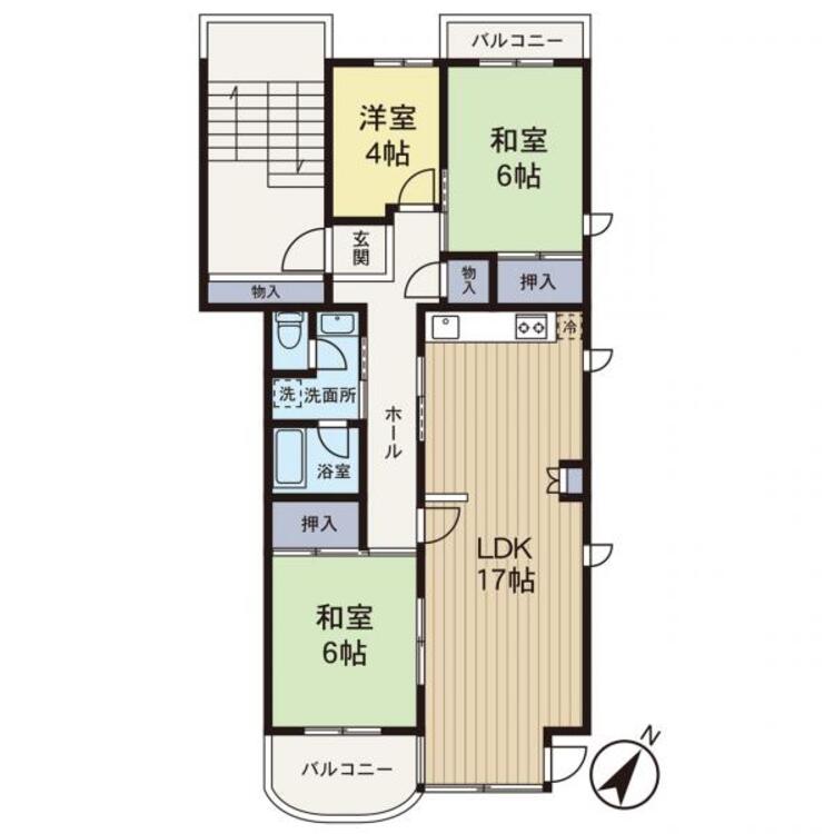間取り 【間取り図】3LDKの間取りと、最上階なので眺望良好です！