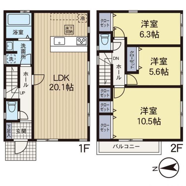 間取り 【間取り図】広々とした3LDKタイプの一戸建て。