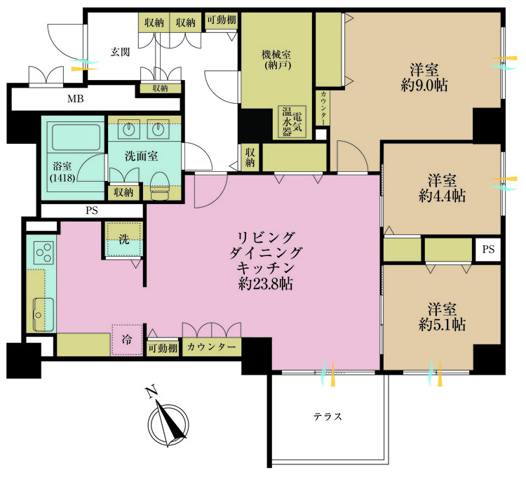 その他 3LDK、専有面積109.68m2、バルコニー面積9.76m2