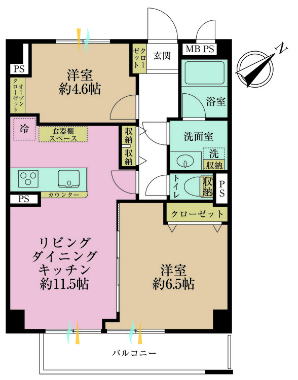 その他 LDK、専有面積53.86m2、バルコニー面積5.3m2