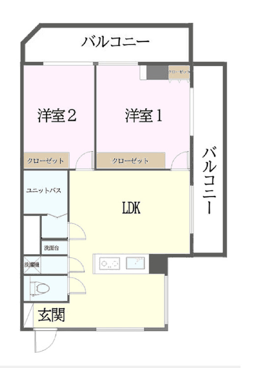 その他 2LDK、専有面積60.56m2、バルコニー面積16m2