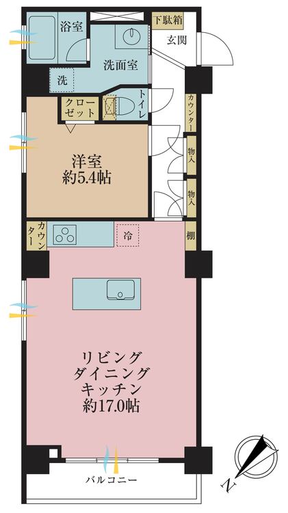 その他 1LDK、専有面積51.75m2、バルコニー面積4.03m2