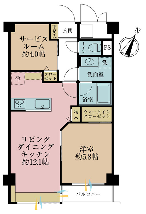 その他 1LDK+S（納戸）、専有面積52.3m2