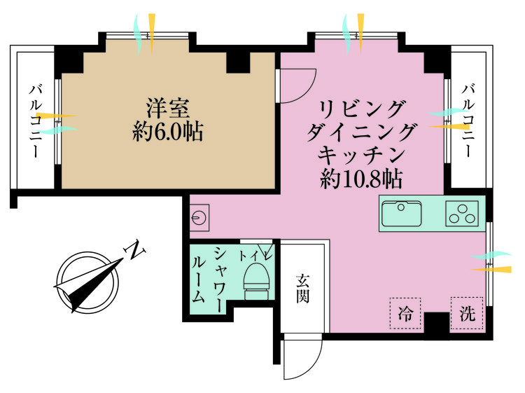 その他 1LDK、専有面積34.5m2、バルコニー面積3.4m2