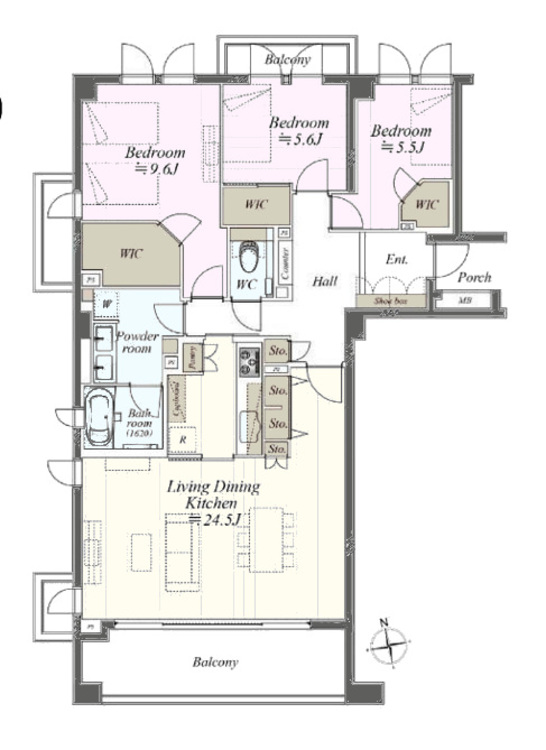 その他 3LDK、専有面積112.38?、バルコニー面積16.42? 