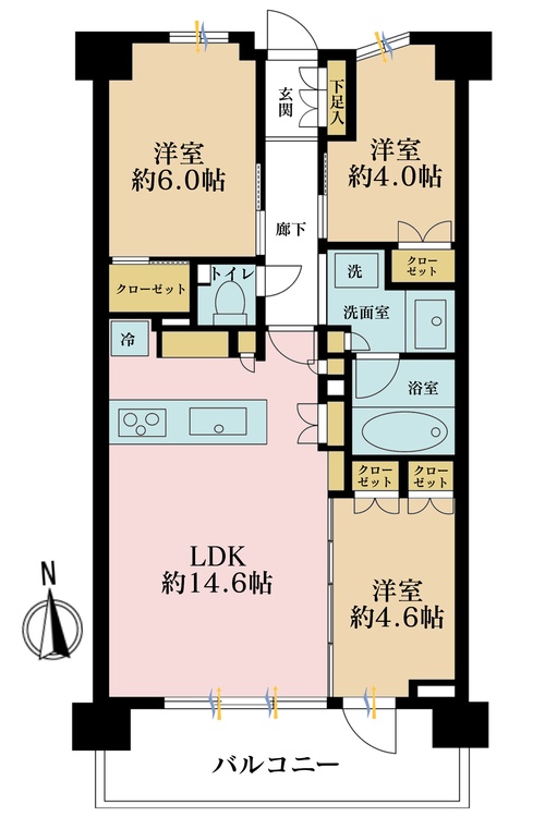 その他 3LDK、専有面積64.64?、バルコニー面積9.72? 