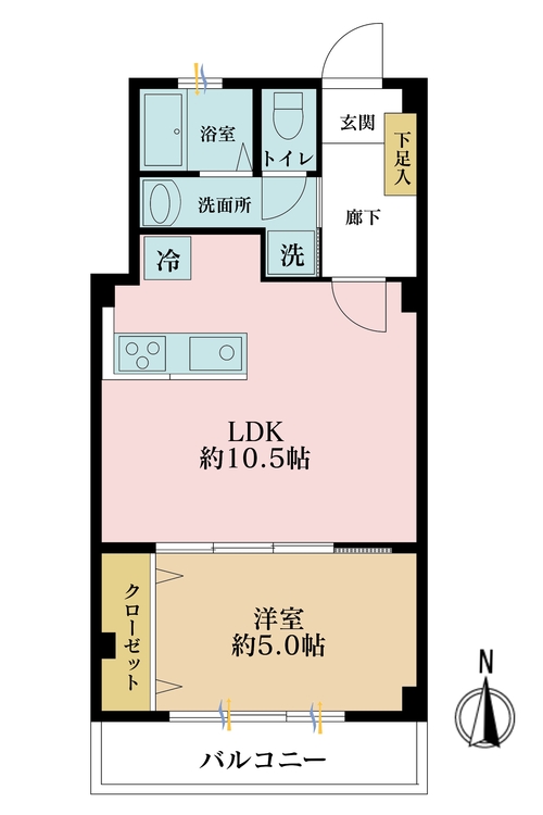 その他 1LDK、専有面積41.68m2、バルコニー面積4.5m2