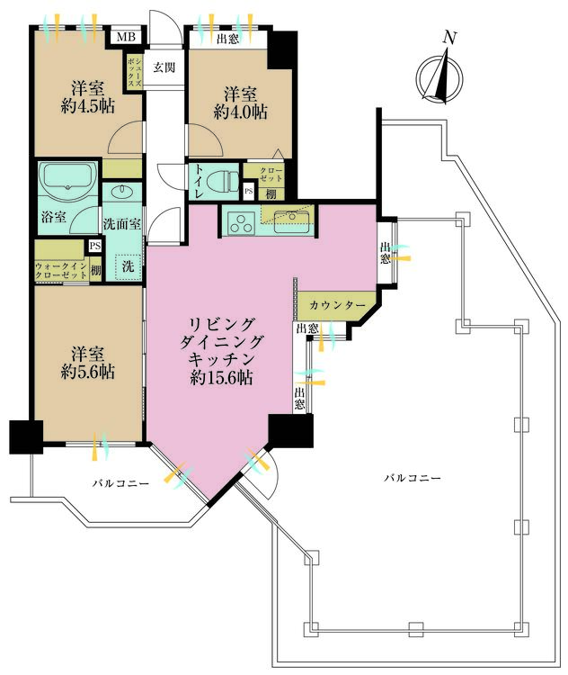 その他 3LDK、専有面積62.49m2、バルコニー面積6.35m2