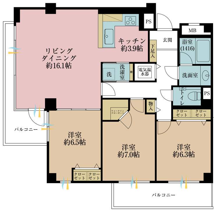 その他 3LDK、専有面積89.46m2、バルコニー面積13.53m2