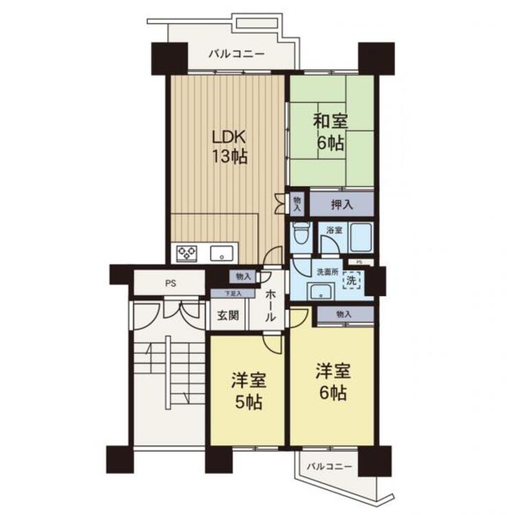 間取り 【間取り図】広々とした3LDKの間取りとなっています。